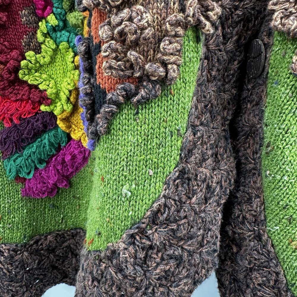Design Options Cardigan Sweater Women XL Multicolor Thanksgiving Turkey 3D Ramie - Picture 5 of 13